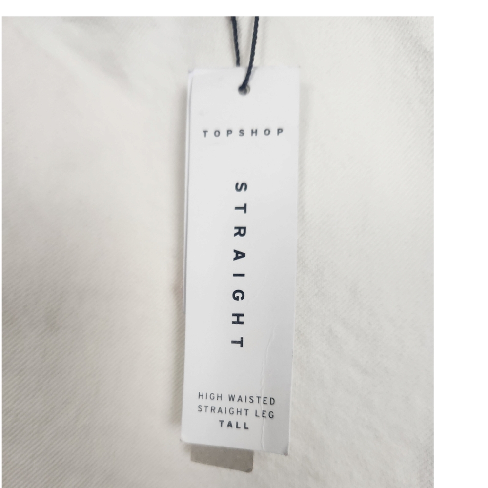 Topshop Straight Leg High Waisted Tall Jeans Size 14 Mom White Ivory - Picture 5 of 8